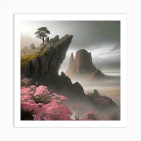 desert blooms in the mist Art Print