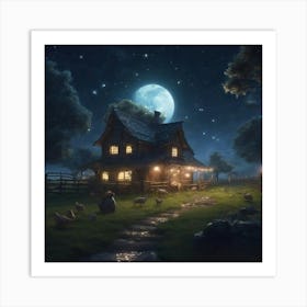 House At Night Art Print