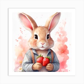 Strawberry Bunny Art Print