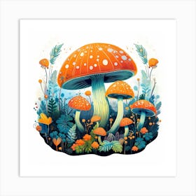 Mushrooms In The Forest 55 Art Print