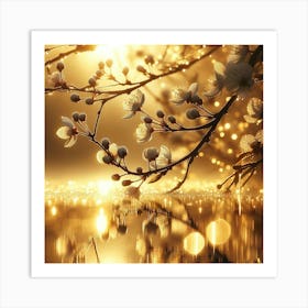 Golden Cherry Blossoms Art Print