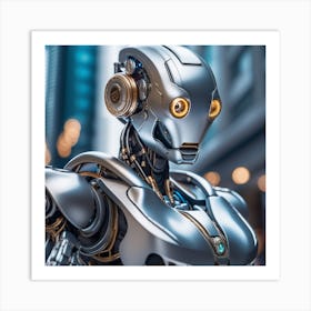 Robot In The City 32 Art Print