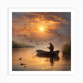 Sunset On The Lake Art Print