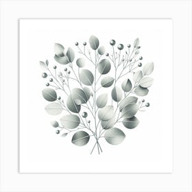 Scandinavian style, Silver eucalyptus branch 1 Art Print