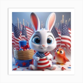 4th of July Bunny Art Print