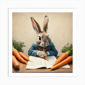 Rabbit Reading Book 4 Art Print