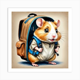 Hamster With Backpack 17 Art Print