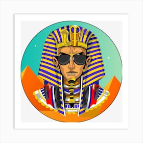 Glasses Pharaoh Pyramids Headphones Parody Art Print