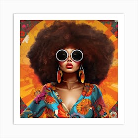 The 70s Inspired Fashion Stylish AfroArt 1 Art Print