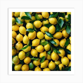 Lemons On A Black Background 1 Art Print