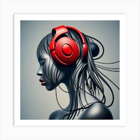 Woman With Headphones 55 Art Print