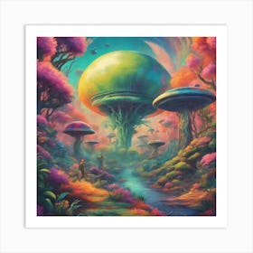 Imagination, Trippy, Synesthesia, Ultraneonenergypunk, Unique Alien Creatures With Faces That Looks (25) Art Print