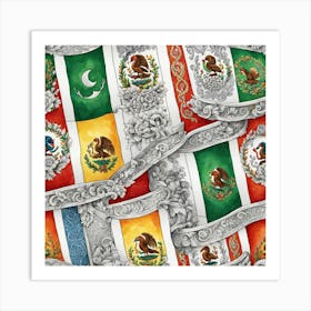 Mexican Flags 18 Art Print