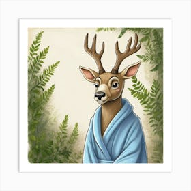 Deer In Bathrobe 14 Art Print