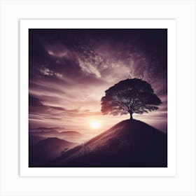 Lone Tree On A Hill 1 Art Print