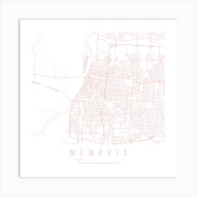 Memphis Tennessee Light Pink Minimal Street Map Square Art Print