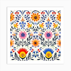 Mexican Seamless Floral Pattern Art Print