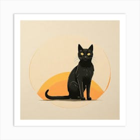 Black Cat At Sunset 1 Art Print