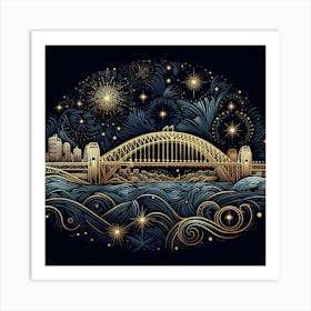 Harbour Bridge Sydney Fireworks Art Print