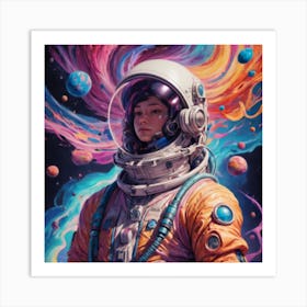 A Portrait Of A Person In An Psychedelic Space Art Print