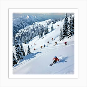 Skiers On The Slopes Art Print