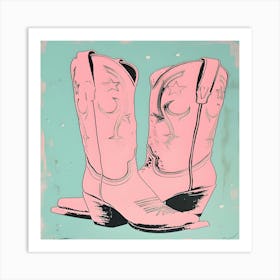 Pink Cowboy Boots 3 Art Print