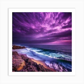 Purple Storm Clouds Over The Ocean Art Print