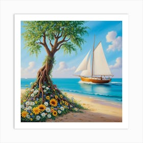 Tree On The Beach 1 Art Print