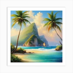 Palm Trees On The Beach 5 Art Print