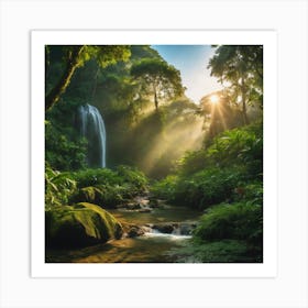 Waterfall In The Jungle Art Print