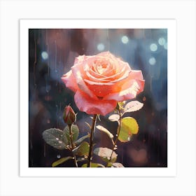 Rose In The Rain Art Print