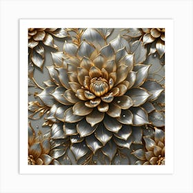 Gold Flower With Silver Lining Art Print