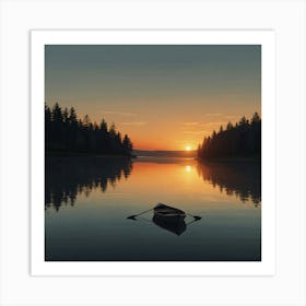 Canoe On A Lake Art Print