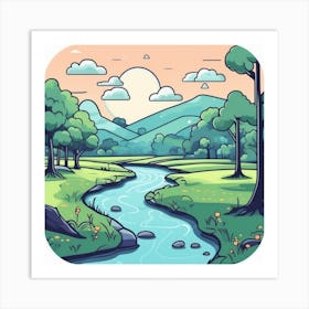 Cartoon Landscape 4 Art Print