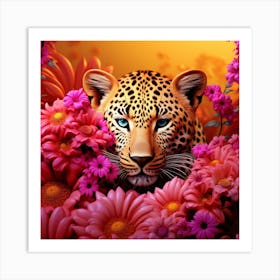 Leopard In Flowers 4 Art Print