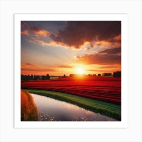 Sunset Over A Field 7 Art Print