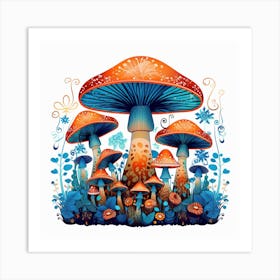 Mushrooms And Flowers 68 Art Print