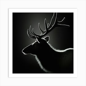 Elk Head Silhouette 1 Art Print