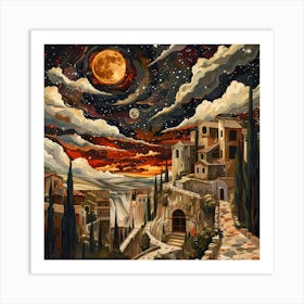 Moonlight Over The City Art Print