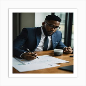 Businessman In Office Art Print