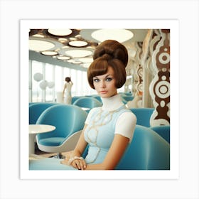 Blue Retro Mod 1960's Airport Lounge Series: #5 Art Print
