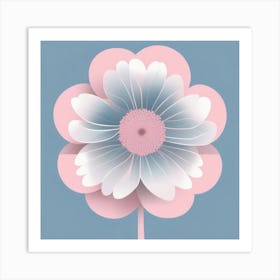 A White And Pink Flower In Minimalist Style Square Composition 531 Art Print