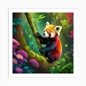 Red Panda In The Forest Art Print