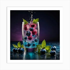 Blueberry Juice In A Glass Art Print