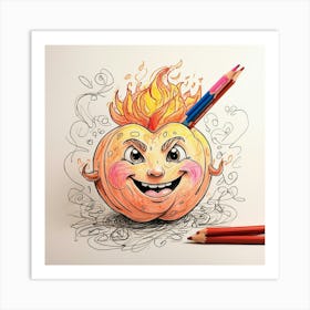 Halloween Pumpkin Drawing Art Print