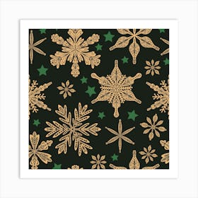 Gold Snowflakes Art Print