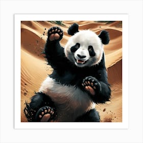 Panda Bear In The Desert 1 Art Print