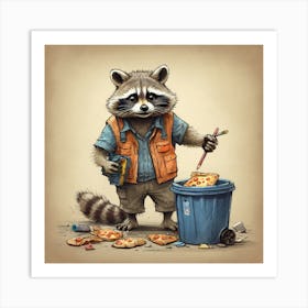 Raccoon Pizza Art Print