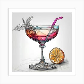 Cocktail Drawing 1 Art Print