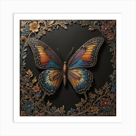 Butterfly In A Frame Art Print